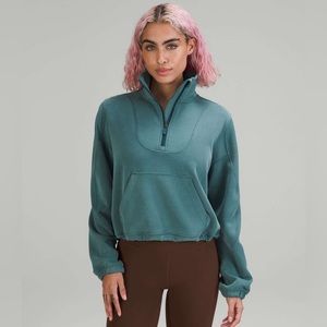 Lululemon Brushed Softstreme Ribbed Half Zip Green Jasper
